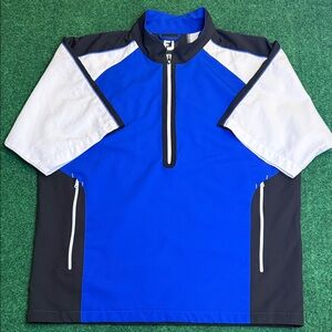 FootJoy: Short Sleeved Wind/ Weather Resistant Q-Zip (Blk,White,Blue / Medium)
